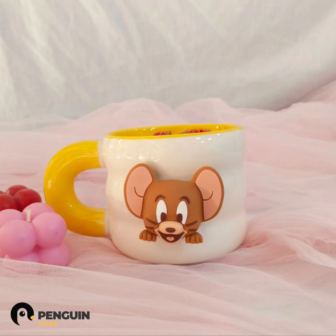 مج "جيري" (Jerry) توم وجيري - مج سيراميك بـ وجه مغناطيس (Magnet) وألوان مبهجة من كولكشن Penguin Store 🐭🧀☕