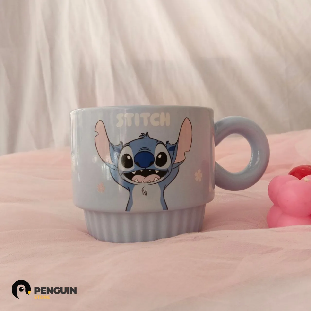 مج "ستيتش" (Stitch) ديزني - مج سيراميك لبني بـ يد دائرية مريحة وتصميم "إليجانت" للروقان والطاقة 🚀💙☕